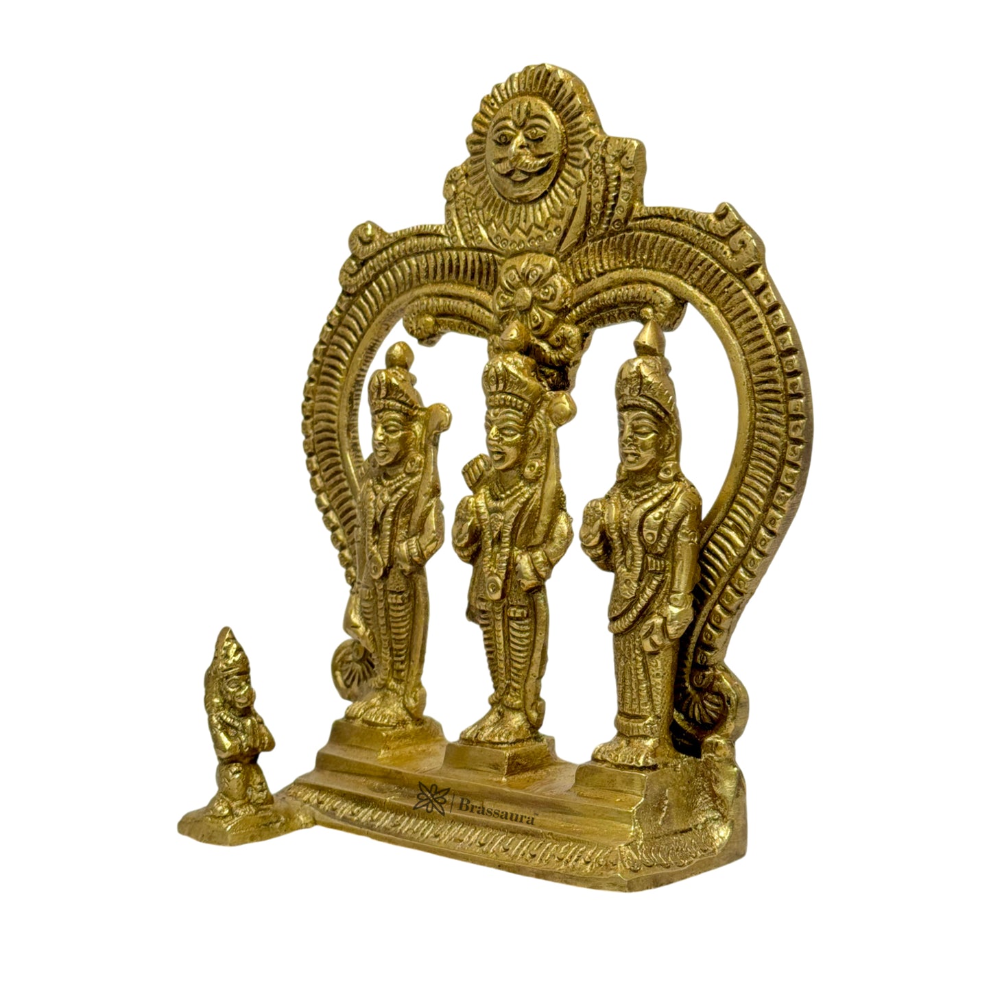 Brass Ram Darbar Murti for Home Bhagwan Ram Darbar with Sita Laxman Hanuman Idol Statue Height 19 cm Weight 960 Gram