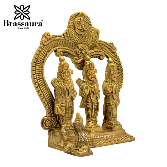Brassaura™ Brass Ram Darbar Idol – Height 7 Inches & Weight 1.1 Kgs | Handcrafted Vedic Sculpture for Sacred Spaces