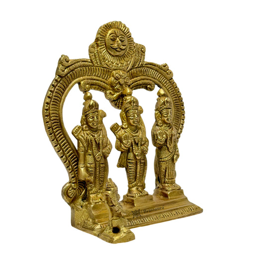 Brassaura™ Brass Ram Darbar Idol – Height 8 Inches & Weight 0.96 Kgs | Spiritual Brass Artwork for Pooja & Blessings