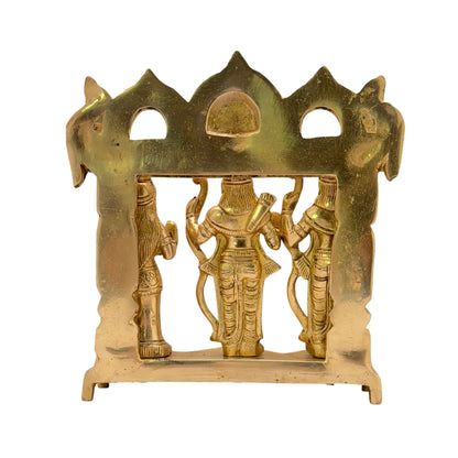 Brass Ram Darbar Murti for Home Bhagwan Ram Darbar with Sita Laxman Hanuman Idol Statue Large Size Golden Color Height 22 cm Weight 2 Kg