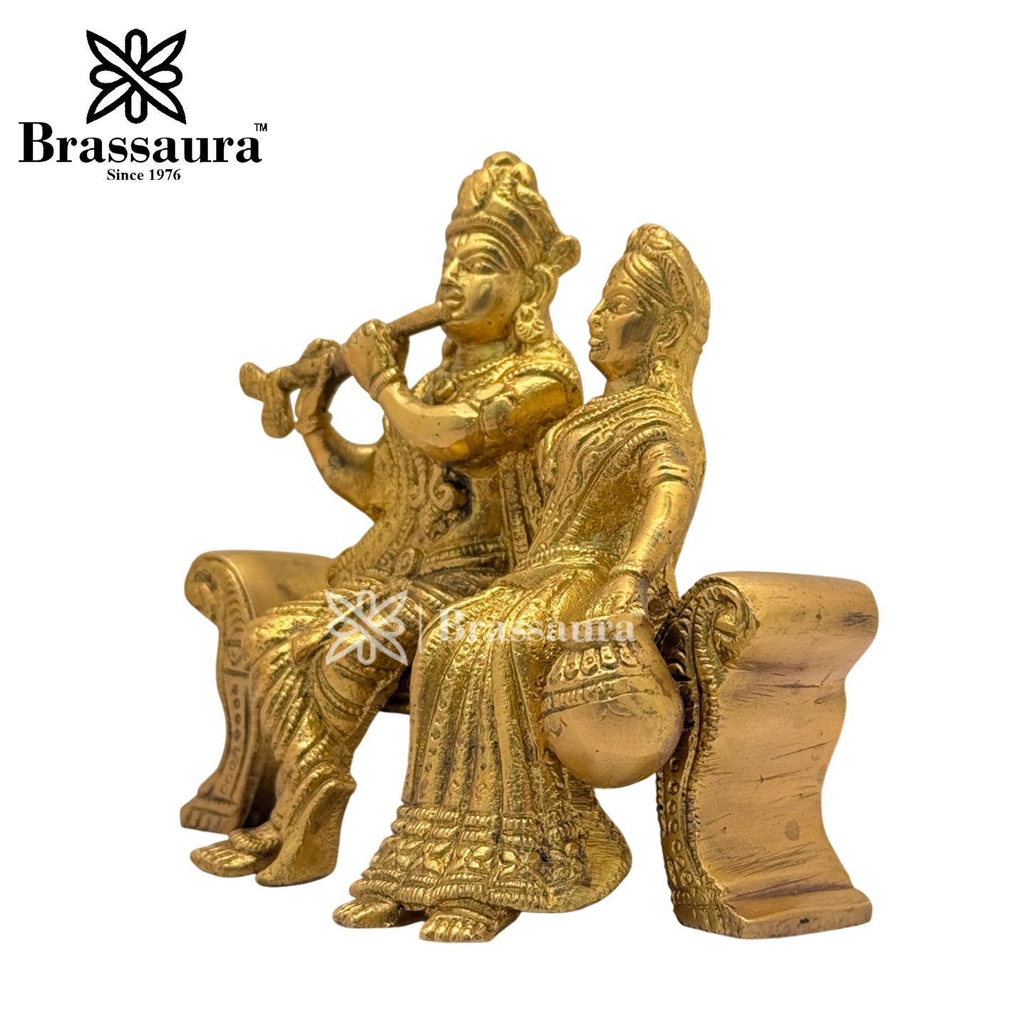 Brass Radha Krishna Idol for Home and Decor Weight 1.4 Kg Height 13 cm