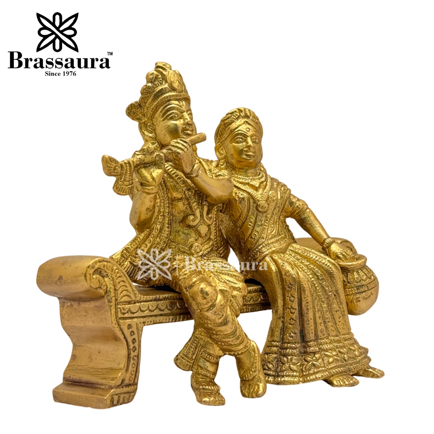 Brass Radha Krishna Idol for Home and Decor Weight 1.4 Kg Height 13 cm