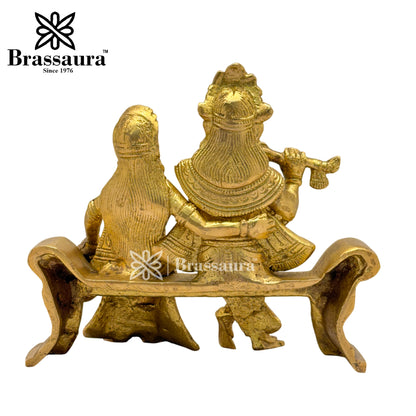 Brass Radha Krishna Idol for Home and Decor Weight 1.4 Kg Height 13 cm