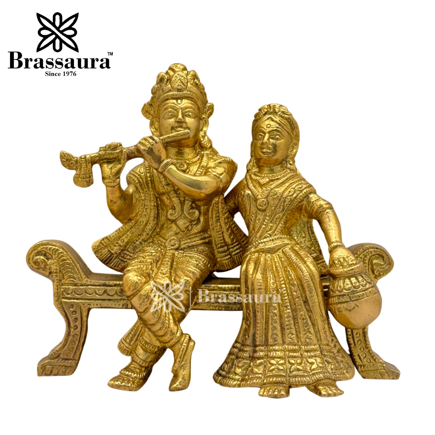 Brass Radha Krishna Idol for Home and Decor Weight 1.4 Kg Height 13 cm