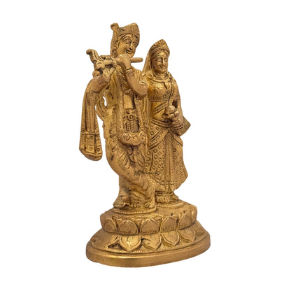 Brass Radha Krishna Murti for Home and Decor Show Piece for Living Room Height 20 cm Weight 1 Kg