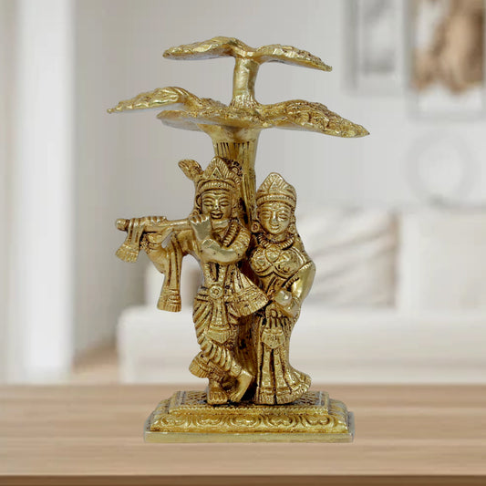 Brass Radha Krishna Murti Quality Kanhaiya with Flute for Home Office Decor Weight 0.65 Kg Height 18 cm