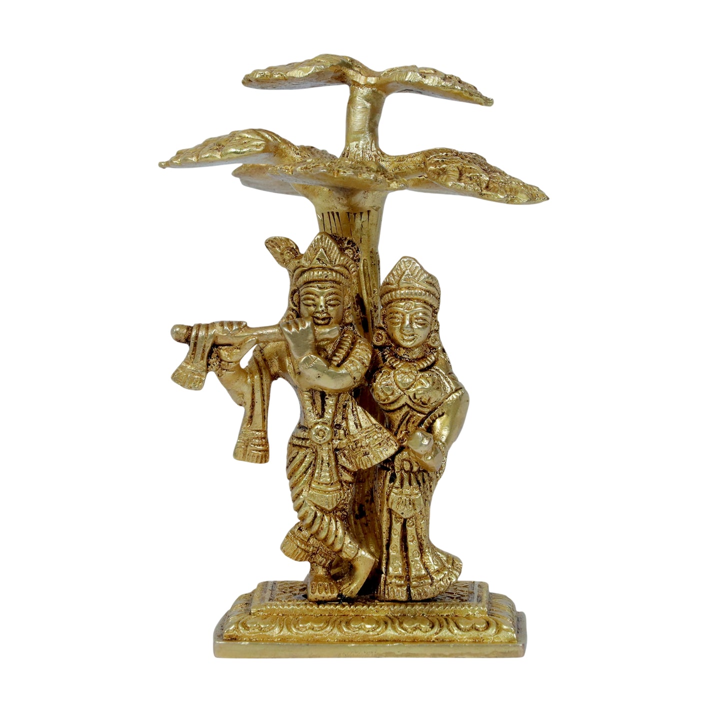 Brass Radha Krishna Murti Quality Kanhaiya with Flute for Home Office Decor Weight 0.65 Kg Height 18 cm