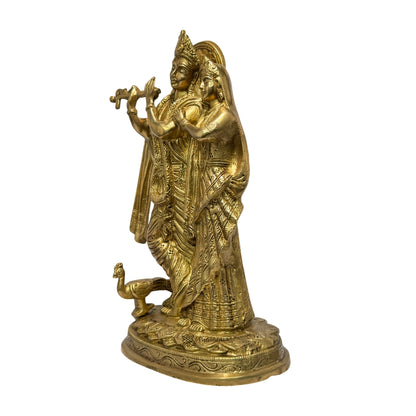 Brass Radha Krishna Murti Quality Kanhaiya with Flute for Home Office Weight 3.8 Kg Height 30 cm