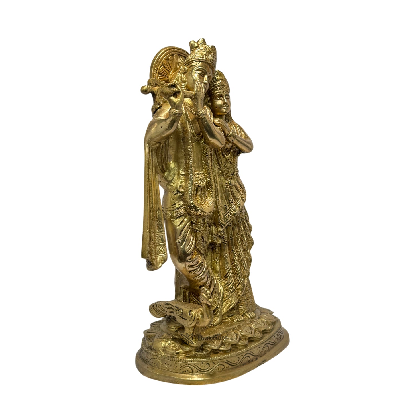 Brass Radha Krishna Murti Quality Kanhaiya with Flute for Home Office Weight 3.8 Kg Height 30 cm