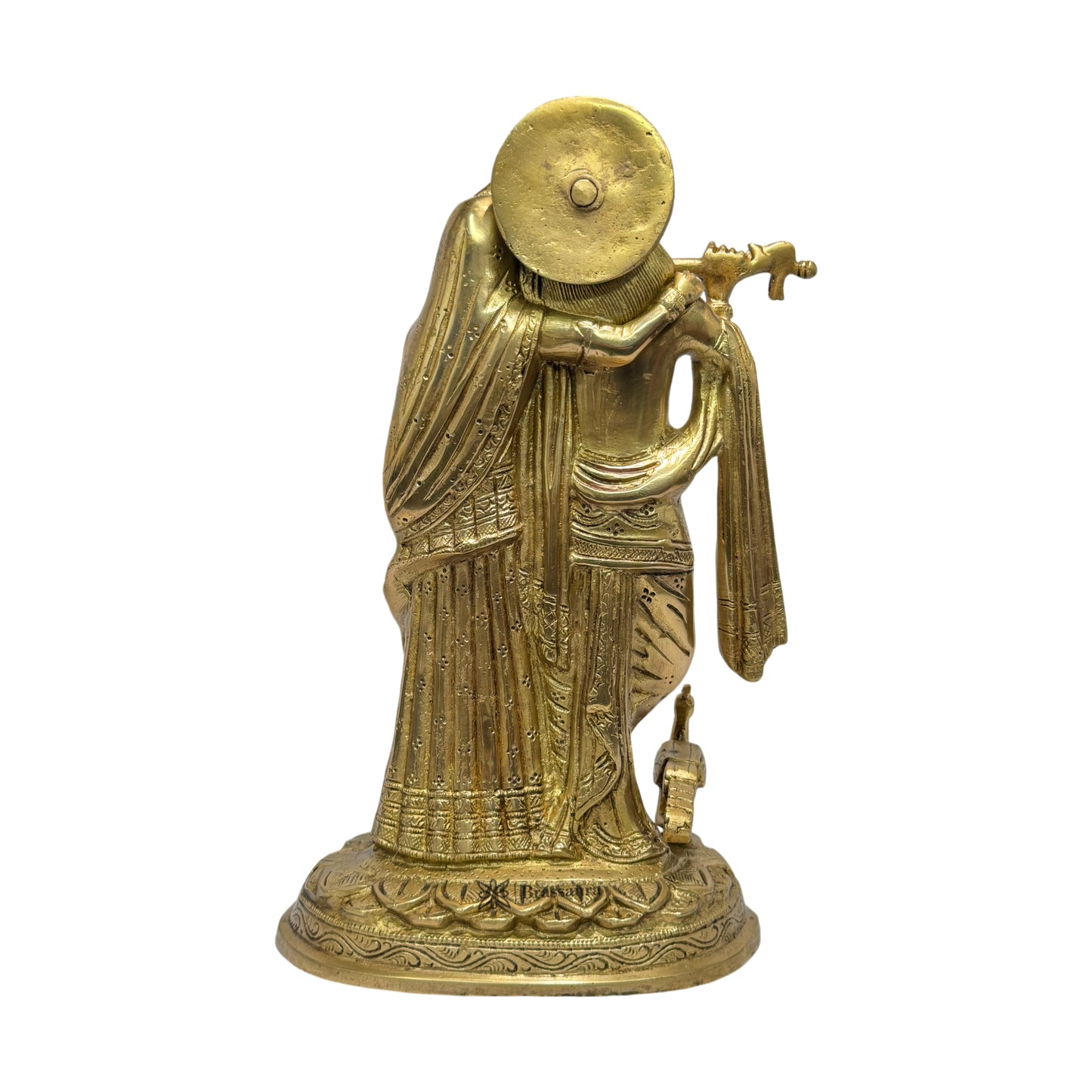 Brass Radha Krishna Murti Quality Kanhaiya with Flute for Home Office Weight 3.8 Kg Height 30 cm