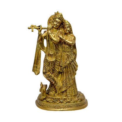 Brass Radha Krishna Murti Quality Kanhaiya with Flute for Home Office Weight 3.8 Kg Height 30 cm