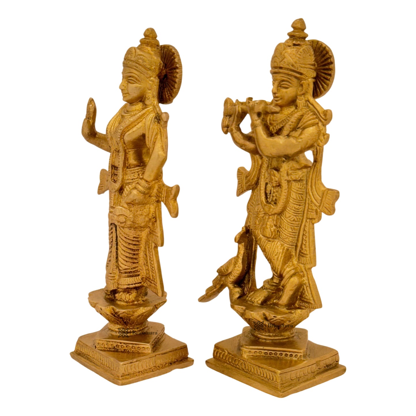 Brass Radha Krishna Murti Quality Kanhaiya with Flute for Home Office Decor Weight 1.1 Kg Height 18 cm