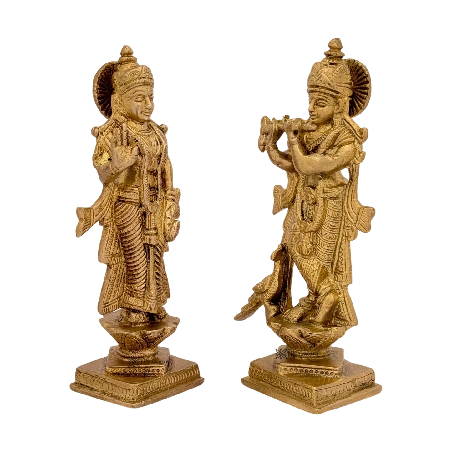 Brass Radha Krishna Murti Quality Kanhaiya with Flute for Home Office Decor Weight 1.1 Kg Height 18 cm