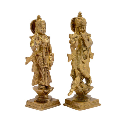 Brass Radha Krishna Murti Quality Kanhaiya with Flute for Home Office Decor Weight 1.1 Kg Height 18 cm