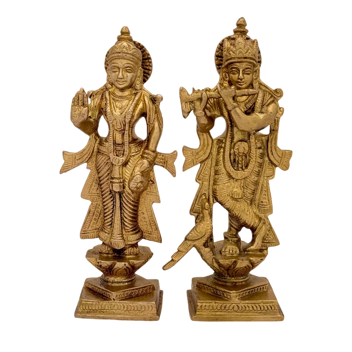 Brass Radha Krishna Murti Quality Kanhaiya with Flute for Home Office Decor Weight 1.1 Kg Height 18 cm