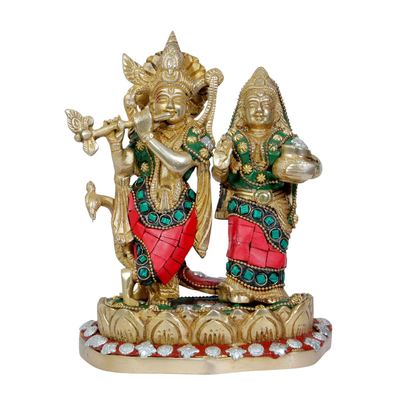 rass Gem Stone Work Radha Krishna Murti Quality for Home Office Decor Weight 1.85 Kg Height 22 cm