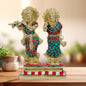 Brass Gem Stone Work Radha Krishna Murti Quality Home Office Decor Weight 1.41 Kg Height 28 cm