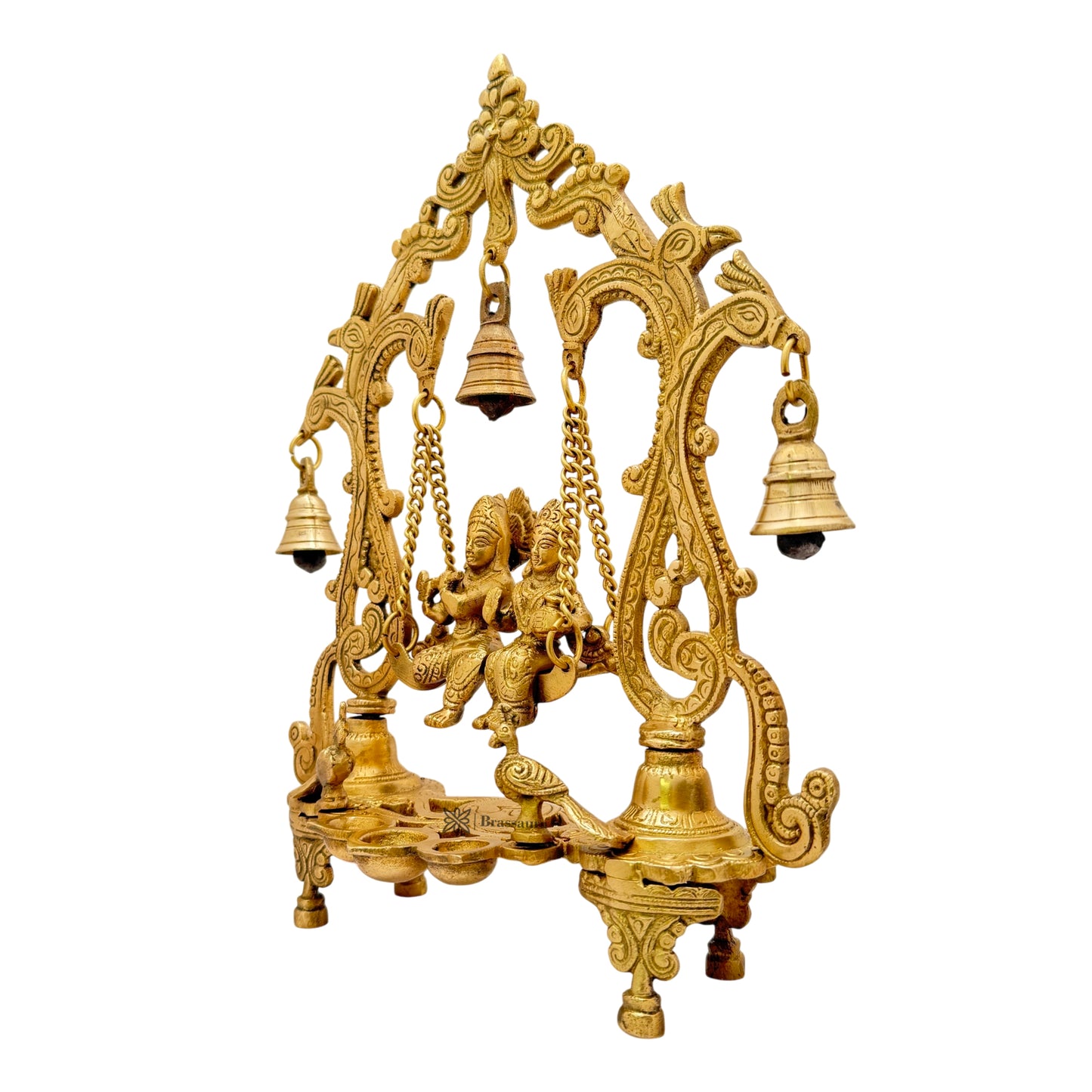 Brass Radha Krishna Jhula Murti Quality for Home Office Decor Weight 2.70 Kg Height 37 cm