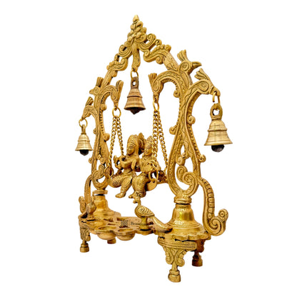 Brass Radha Krishna Jhula Murti Quality for Home Office Decor Weight 2.70 Kg Height 37 cm