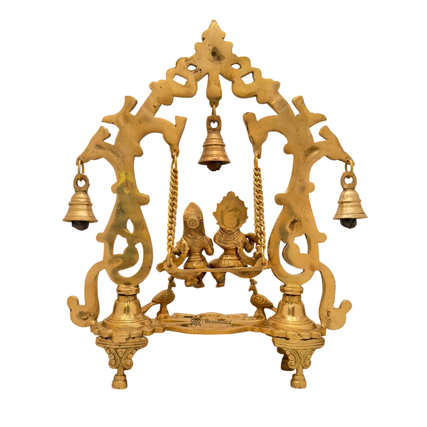 Brass Radha Krishna Jhula Murti Quality for Home Office Decor Weight 2.70 Kg Height 37 cm