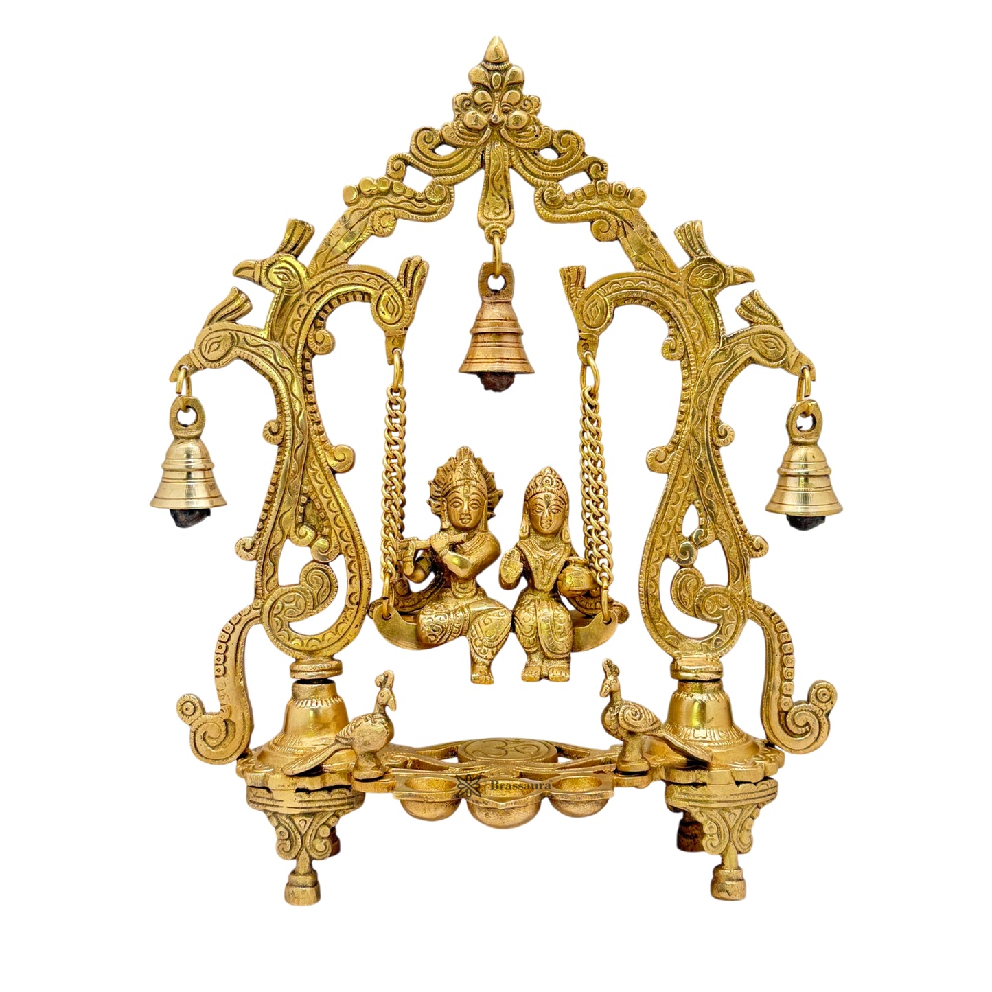 Brass Radha Krishna Jhula Murti Quality for Home Office Decor Weight 2.70 Kg Height 37 cm