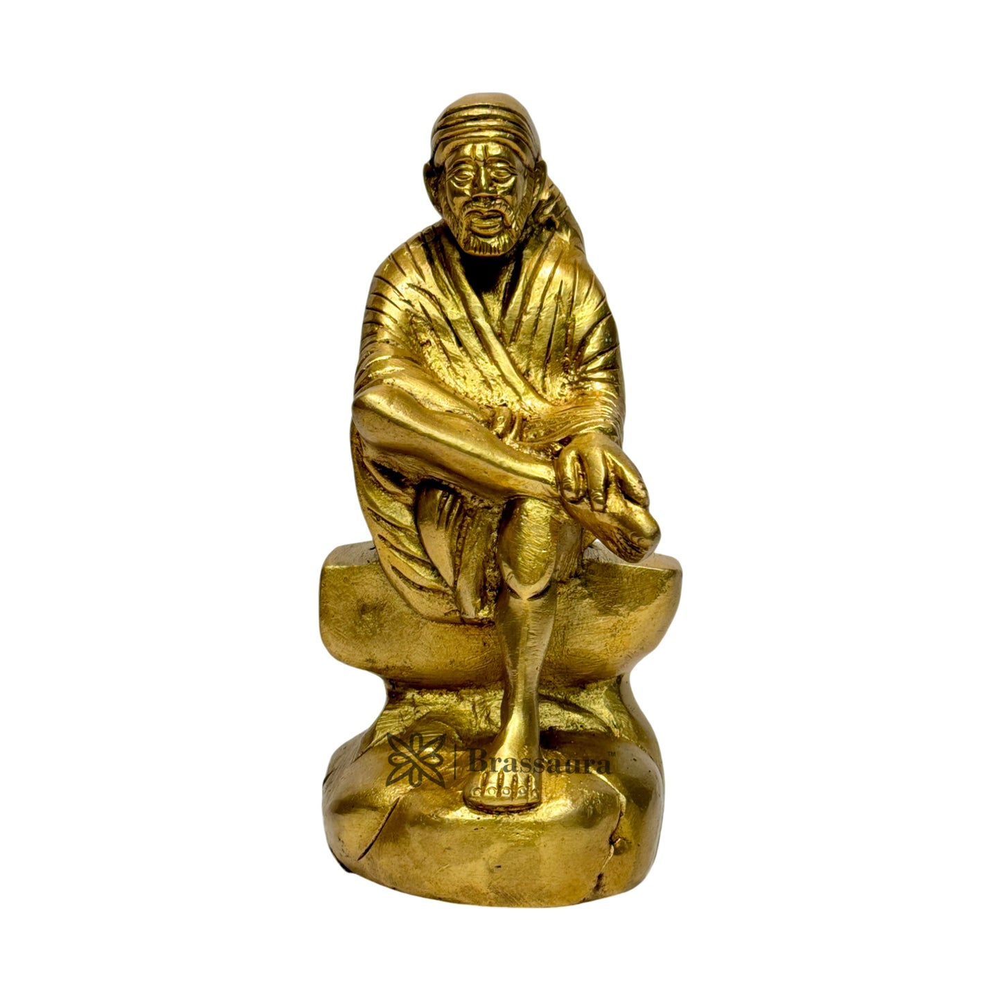 Brass Golden Sai Baba Murti for Home and Decor Show Piece for Living Room Height 23 cm Weight 2.1 Kg