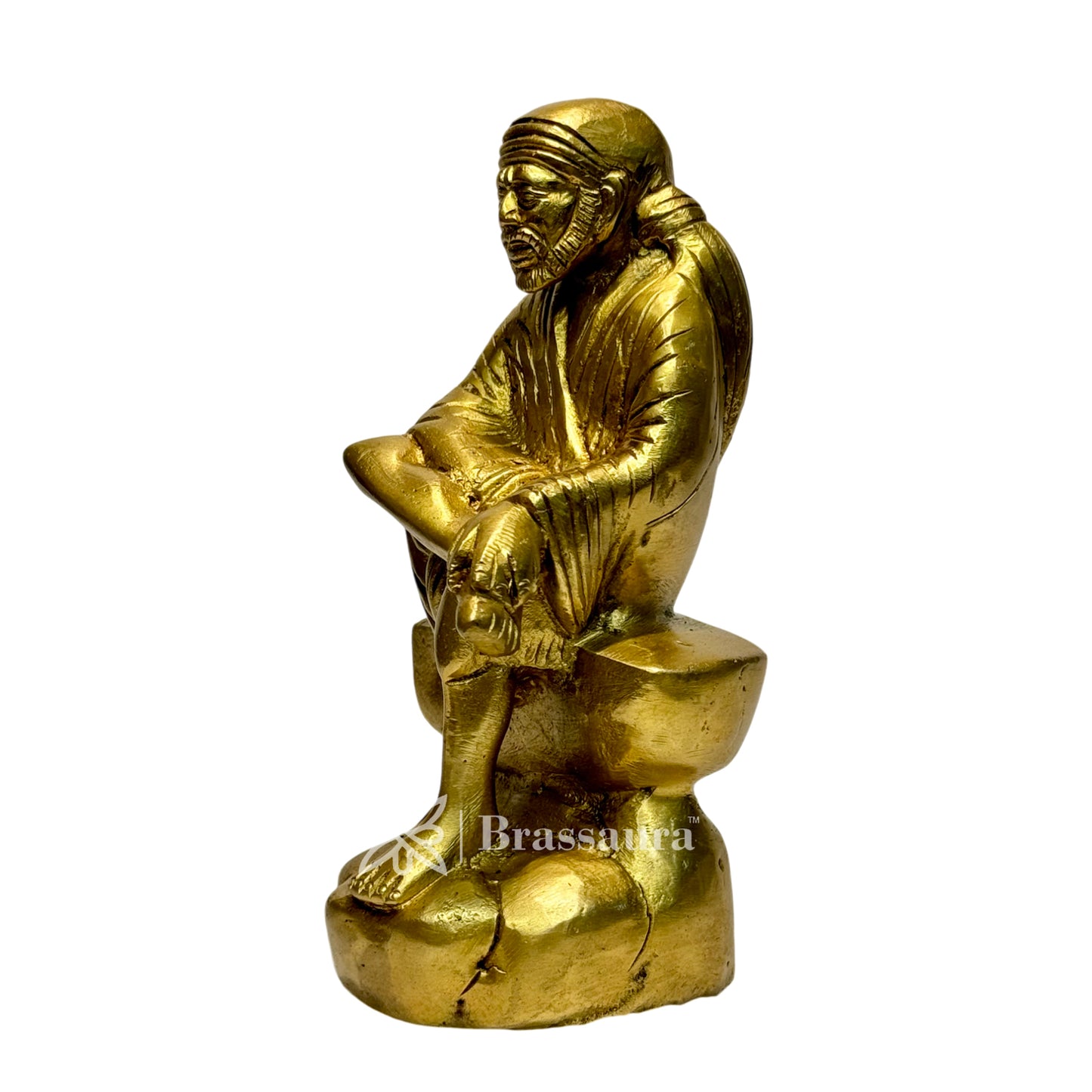 Brass Golden Sai Baba Murti for Home and Decor Show Piece for Living Room Height 23 cm Weight 2.1 Kg