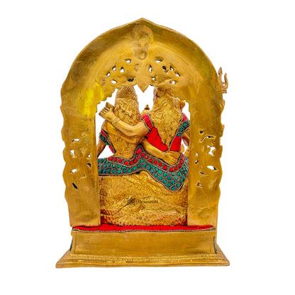 Brass Gem Stone Work Shiva Parivar Murti for Home and Decor ShowPiece for Living Room Height 30 cm Weight 7.25 Kg