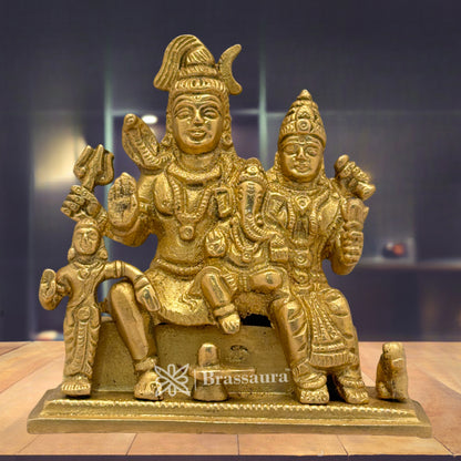 Brass Shiv Parivar Idol for Home and Decor Weight .9 Kg Height 10 cm