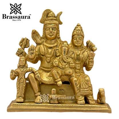 Brass Shiv Parivar Idol for Home and Decor Weight .9 Kg Height 10 cm