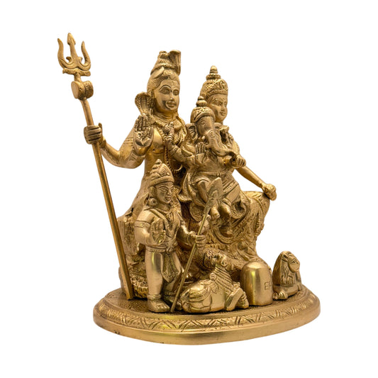 Brassaura® Brass Shiv Pariwaar Statue | Divine Shiva Family Idol | Height 9.5 Inches