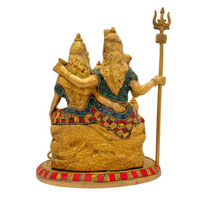 Brass Gem Stone Work Shiv parivaar Murti for Home and Decor ShowPiece for Living Room Height 30 cm Weight 5 Kg