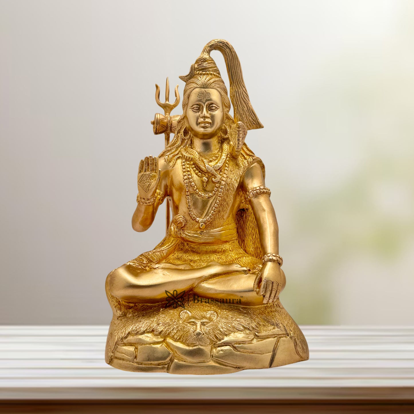 Brass Big Size Shiva Murti for Home and Decor Show Piece for Living Room Height 34 cm Weight 6.380 Kg