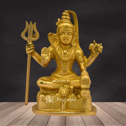 Brassaura™ Traditional Brass Shiva Murti – Height 5.6 Inches & Weight 1.3 Kgs | Classic Idol