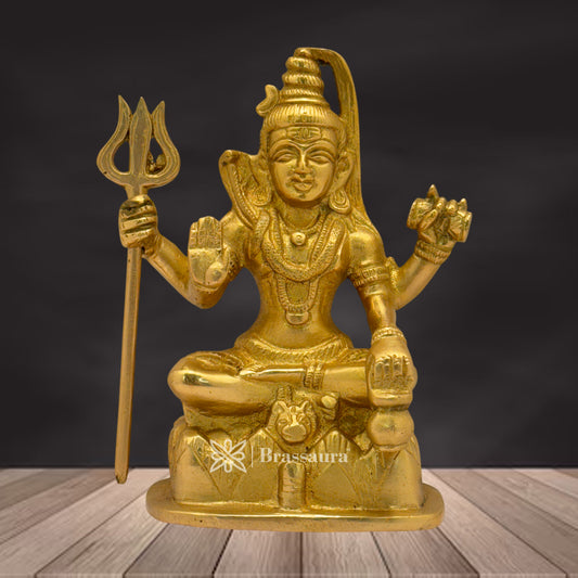 Brass Shiva Idol for Home and Decor Weight 1.3 Kg Height 14 cm