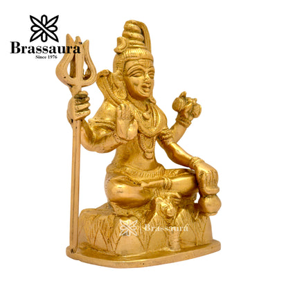 Brassaura™ Traditional Brass Shiva Murti – Height 5.6 Inches & Weight 1.3 Kgs | Classic Idol