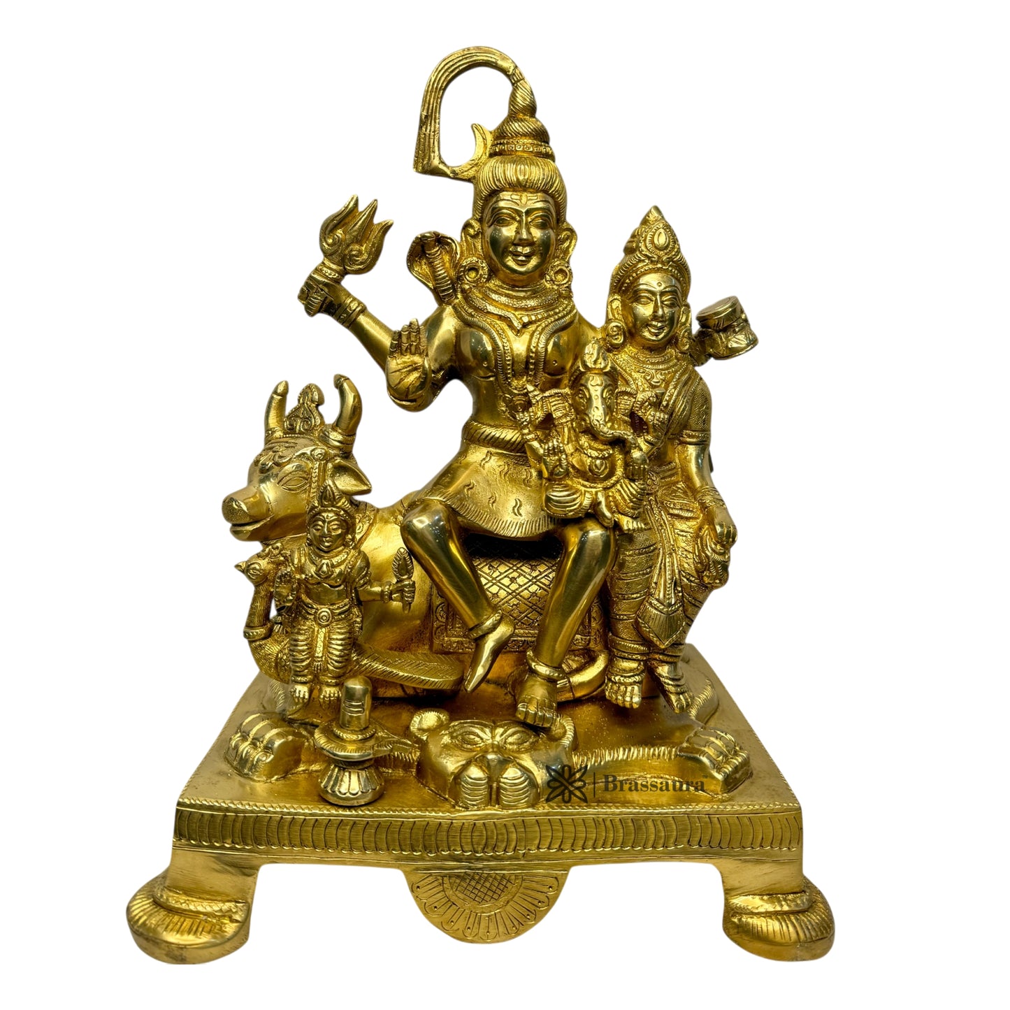 Brass Golden Shiva Parivar Murti for Home and Decor ShowPiece for Living Room Height 32 cm Weight 8.05 Kg