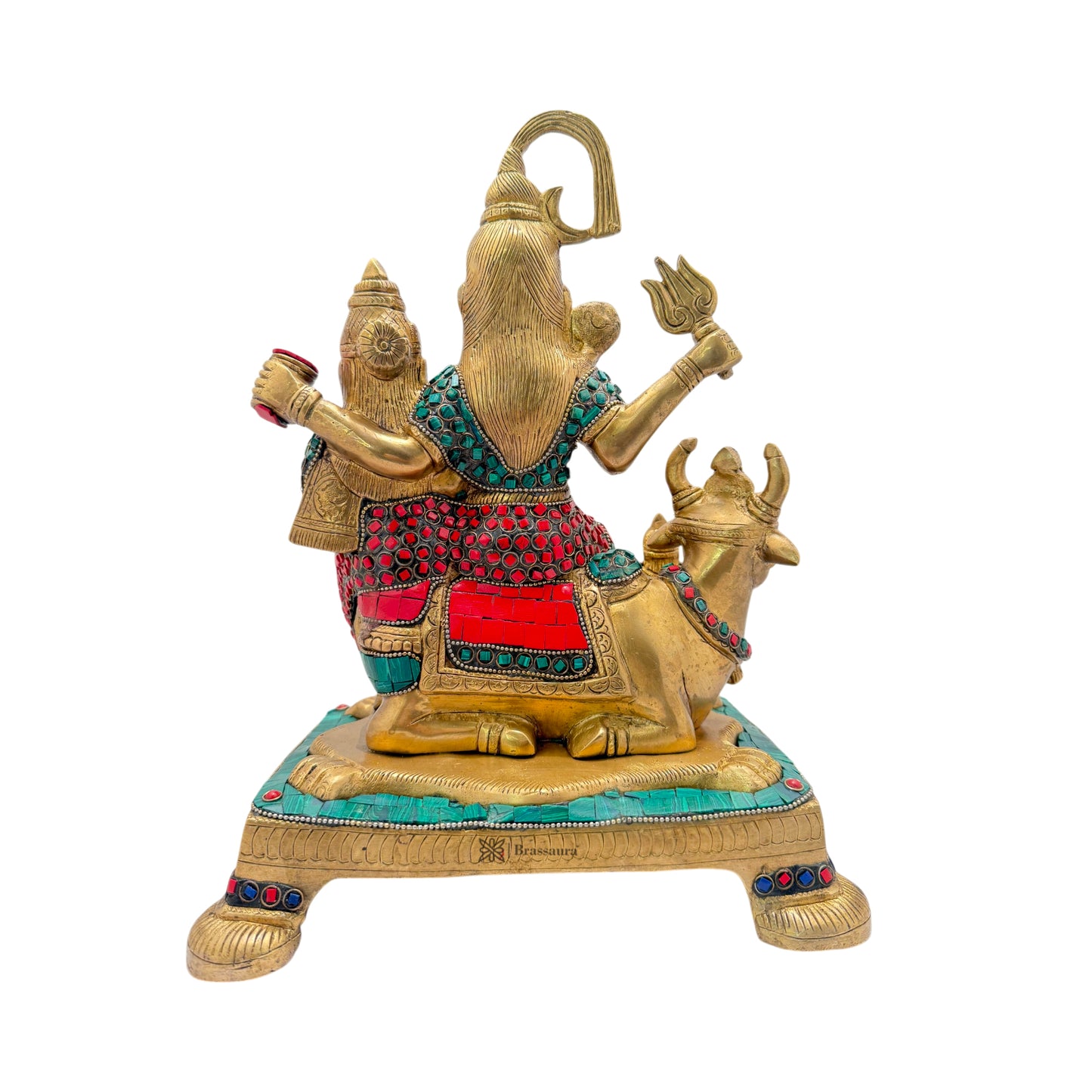 Brass Big Gem Stone Work Shiva Parivar Murti for Home and Decor ShowPiece for Living Room Weight 8.3 Kg Height 32 cm