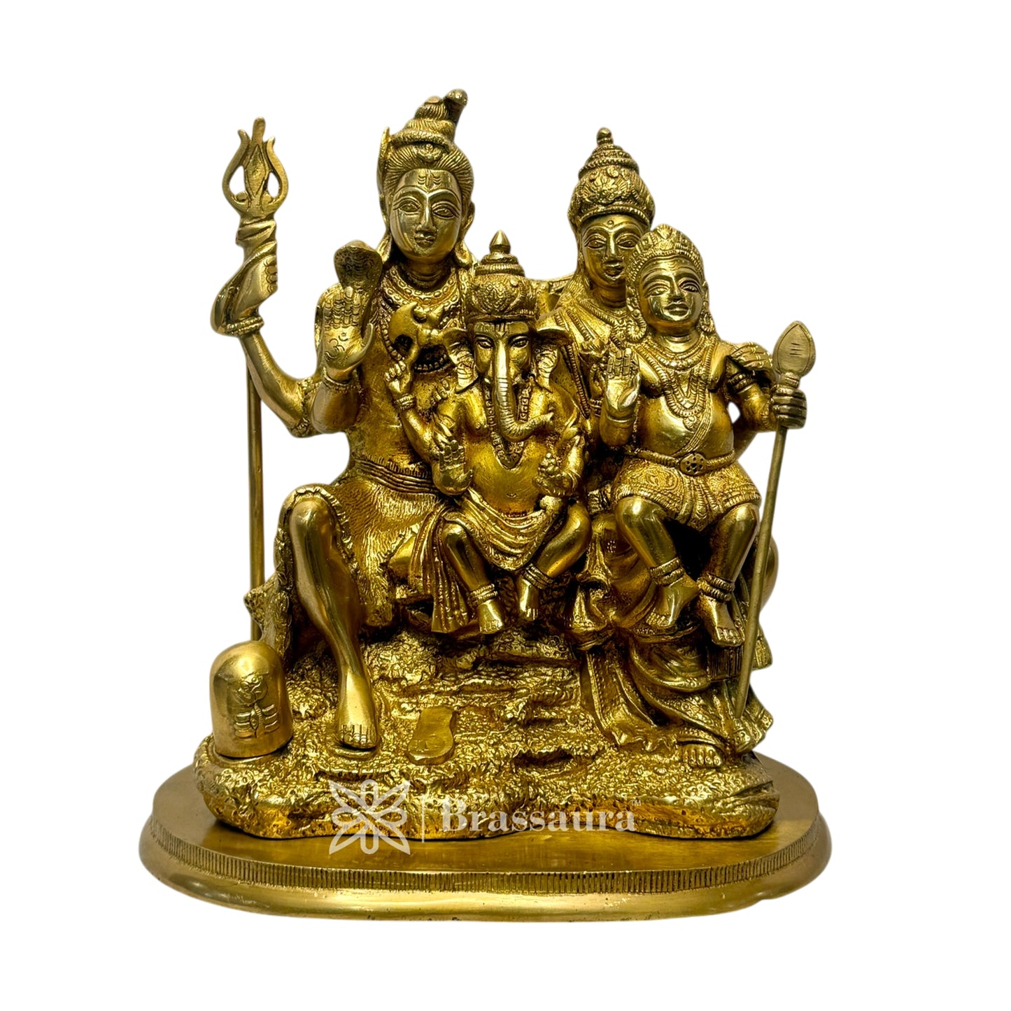 Brass Golden Shiva Parivar Murti for Home and Decor ShowPiece for Living Room Height 30 cm Weight 9.15 Kg