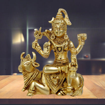 Brass Shiva Murti for Home and Decor Show Piece for Living Room Height 17 cm Weight .77 Kg