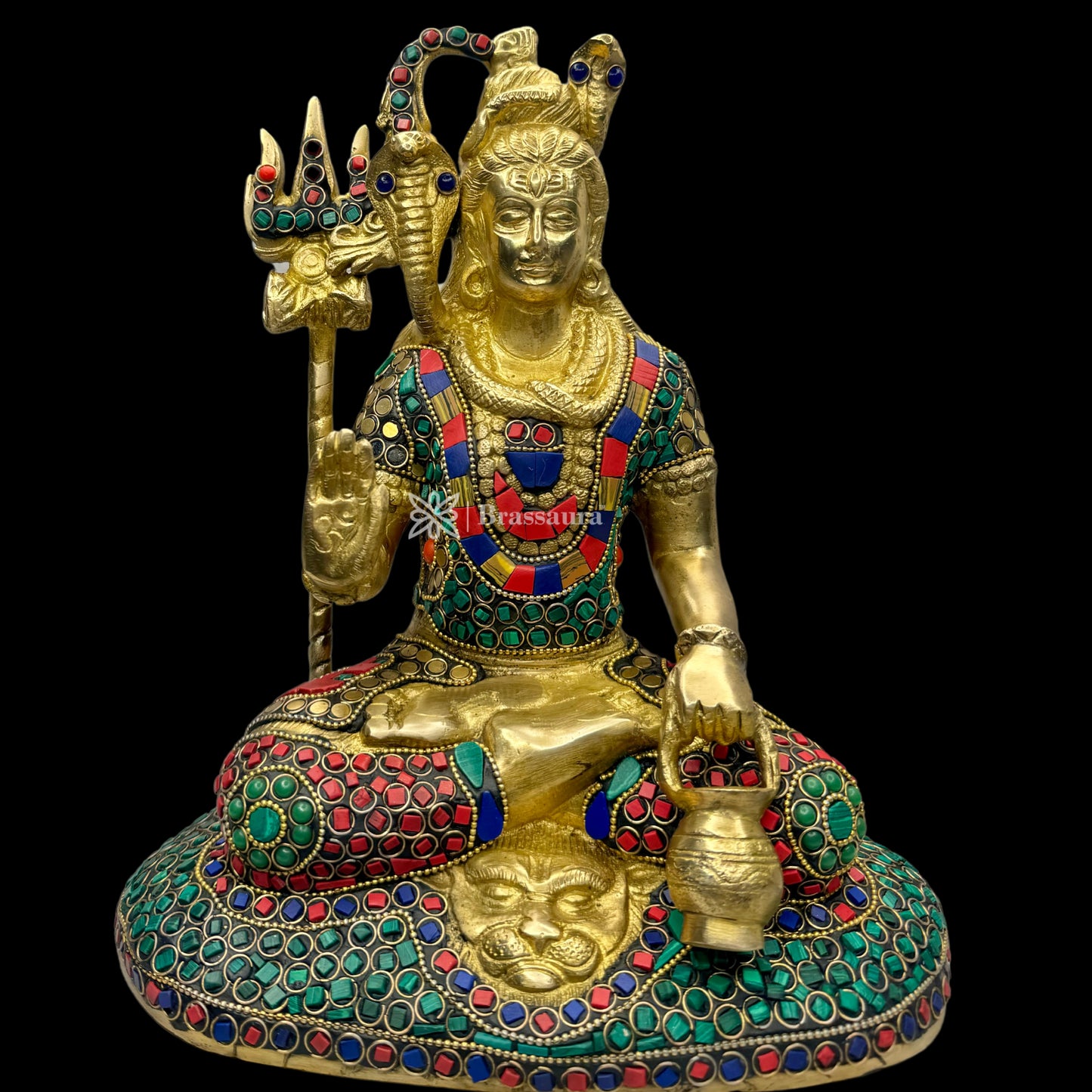 Brass Gem Stone Work Shiva Murti for Home and Decor Show Piece for Living Room Height 28 cm Weight 4.5 Kg