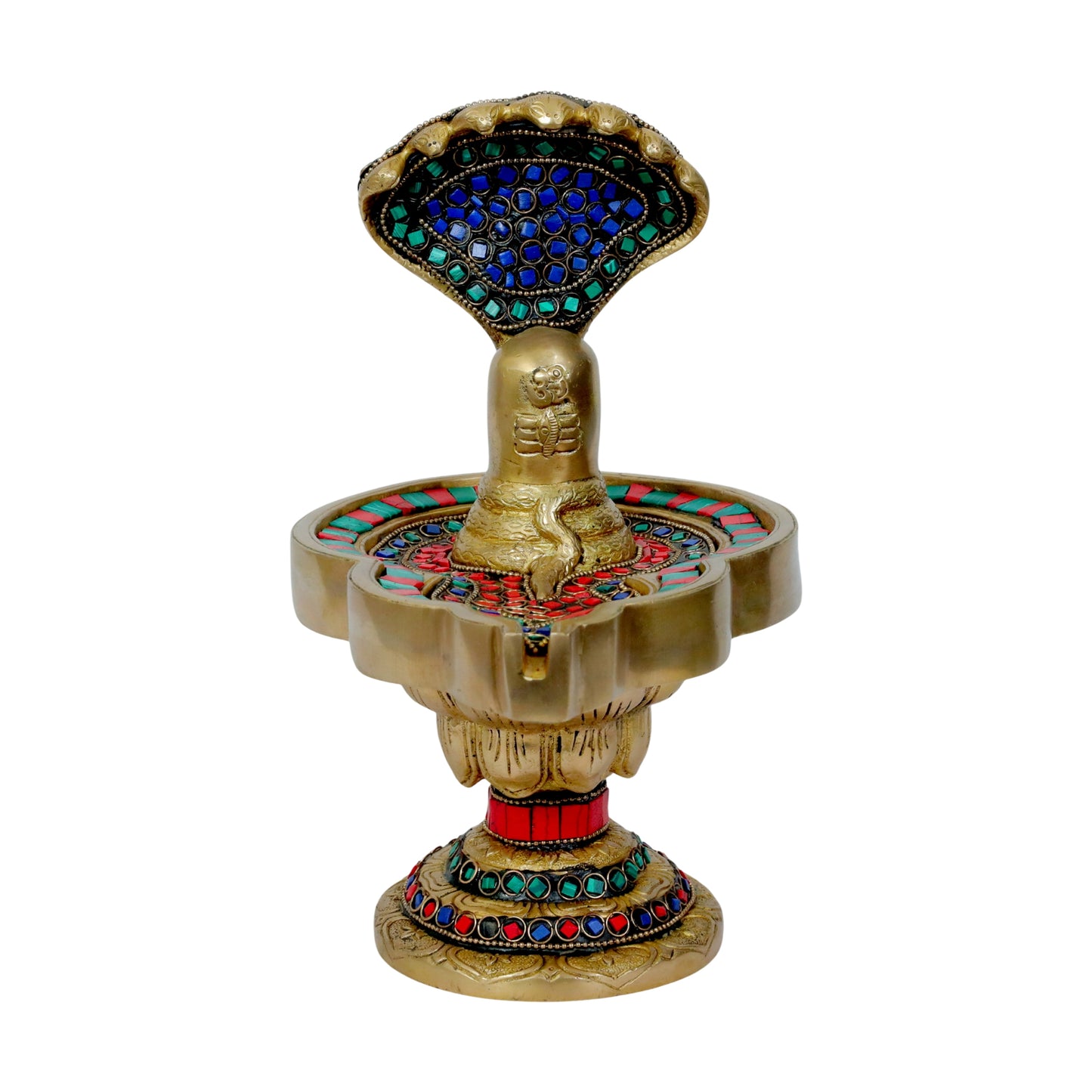 Brass Stone Work Shivalinga Murti for Home and Decor Height 29 cm Weight 3.63 Kg