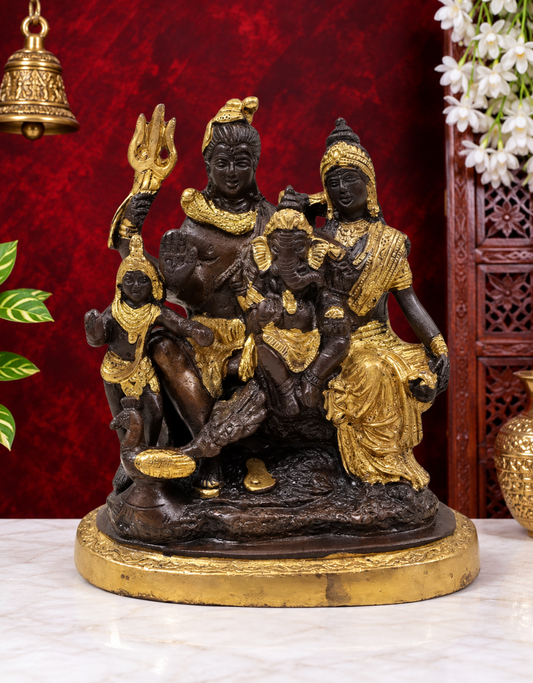 Brassaura® Brass Shiv Family Statue | Height 5.7 Inches & Weight 1.32 kg