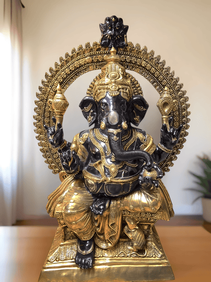 ब्रासौरिया® मॉन्यूमेंटल शुद्ध पीतल भगवान गणेश प्रतिमा | ऊँचाई 71 इंच (6 फीट)