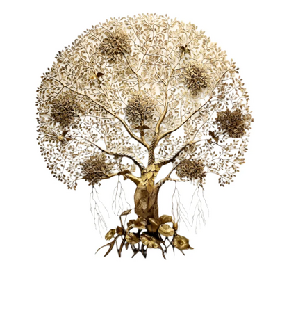 Brassaura™ Handcrafted Brass Tree Wall Hanging – Height 75 Inches & Weight 60.3 Kgs | Temple Wall Décor
