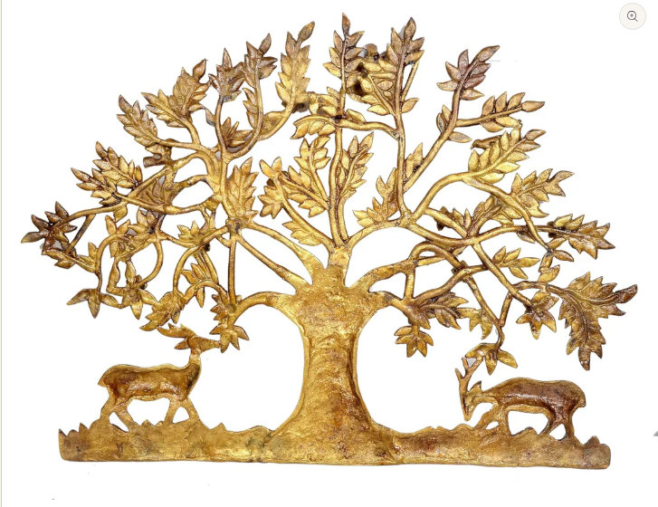 Brassaura™ Handcrafted Brass Tree Wall Hanging – Height 22 Inches & Weight 11 Kgs | Temple Wall Décor