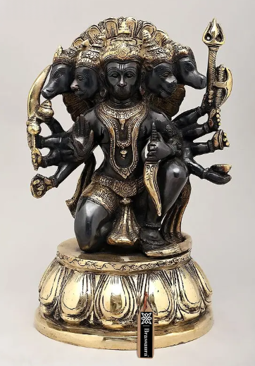 ब्रासोरा® वृंदावन वेणुगोपाल कृष्ण पीतल की प्रतिमा मोर के साथ | एंटीक नीला और सुनहरा रंग | ऊँचाई 20 इंच