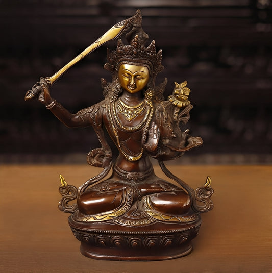 Brass Vintage Tara (Manjushree) Statue Weight 3.8 Kg And Height 12.5 Inch