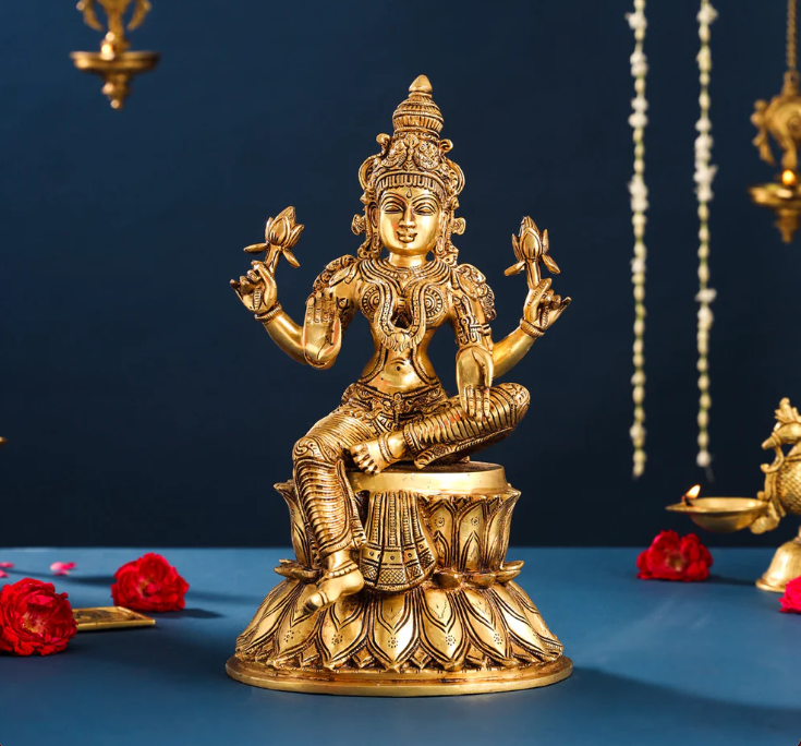 Brassaura™ Lakshmi & Ganesha Brass Idol Set | Handcrafted Superfine Pair | Height 14.8 Inches & Combined Weight 16.4 Kgs