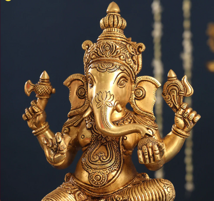 Brassaura™ Lakshmi & Ganesha Brass Idol Set | Handcrafted Superfine Pair | Height 14.8 Inches & Combined Weight 16.4 Kgs